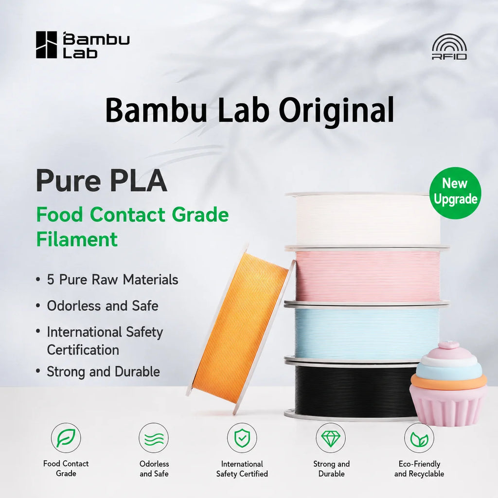 Bambu Lab Original PLA Pure 3D Printer Filament 1KG Food Contact Grade PLA-Pure DIY Printing Material Machine Consumables