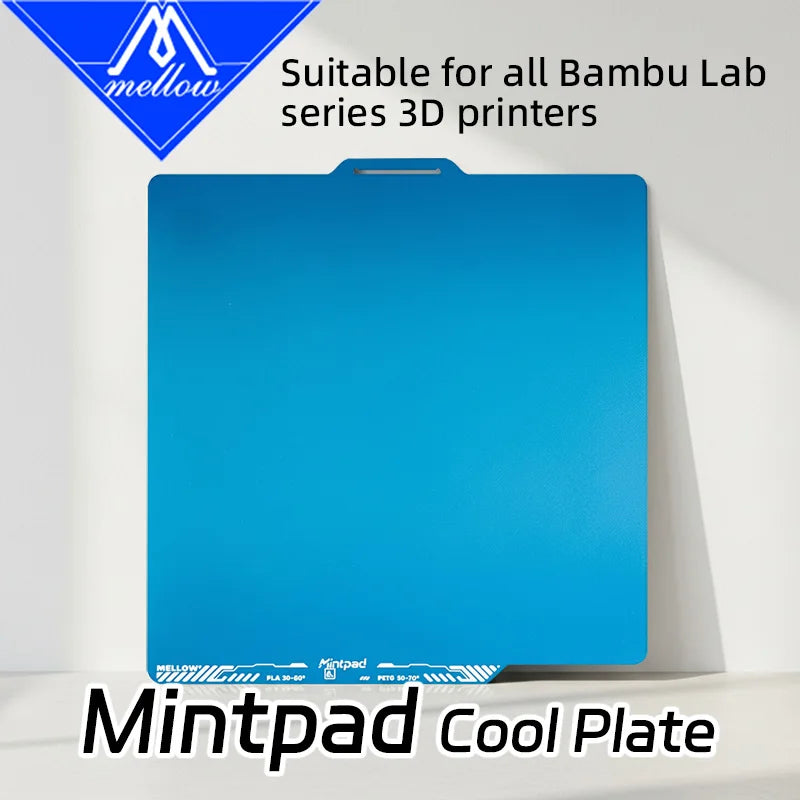 Mellow MintPad Cool Plate Build Surface for Bambu Lab X1 P1 A1 H2D — Dual-Sided Flexible Low-Temp Adhesion Print Bed