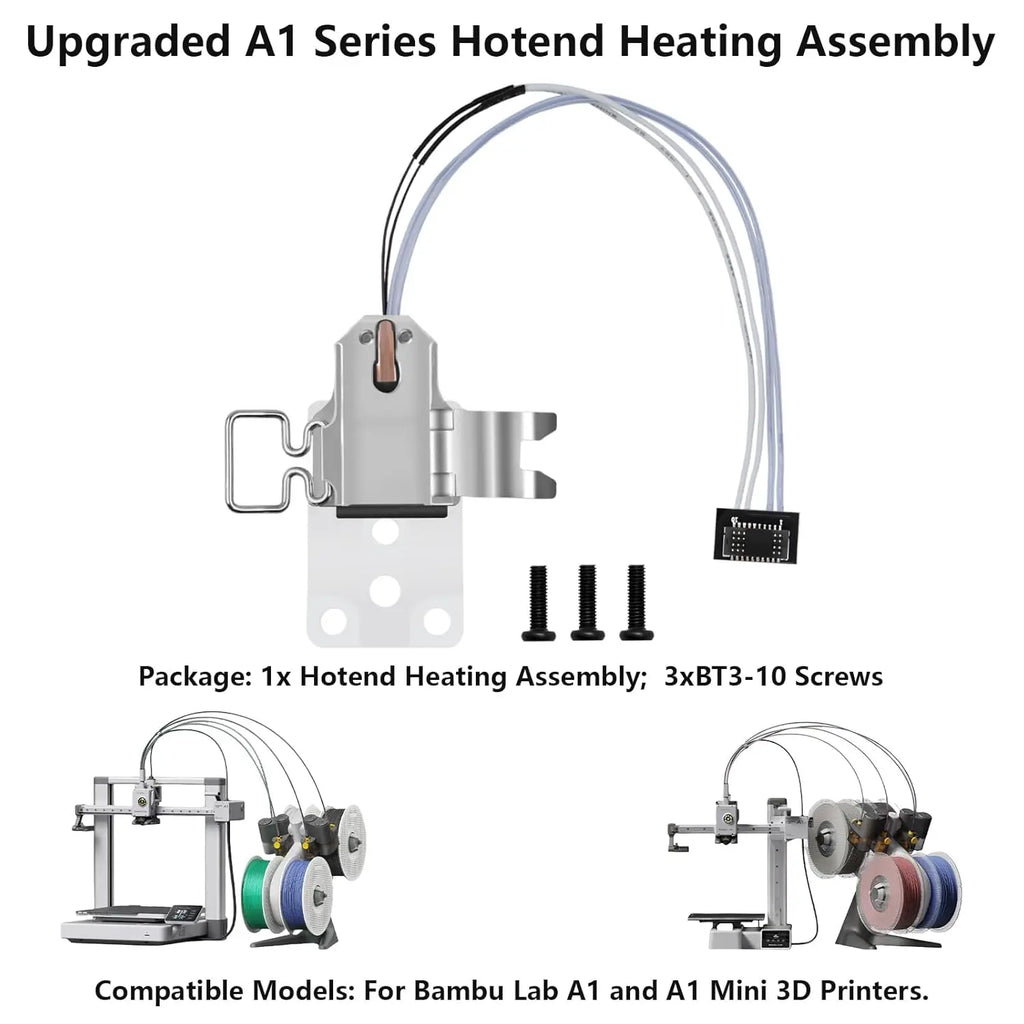 Upgraded Hotend Heating Assembly for Bambu Lab A1/A1mini Ceramic Zirconia Insulation Base, High-Temperature Resistant Bambulab