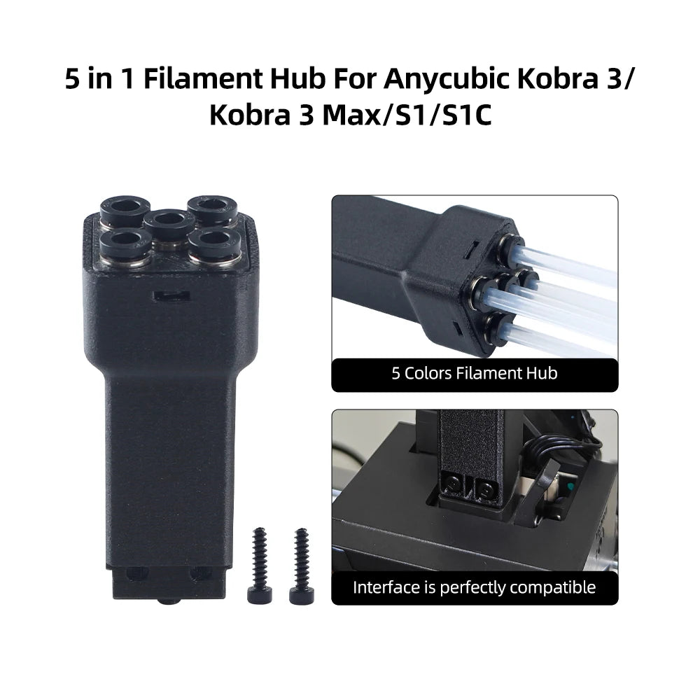 For Anycubic Kobra 3/ Kobra 3 Max/S1/S1C 5 in 1 Filament Hub High Quality  And Convenient For 3D Printer Accessories