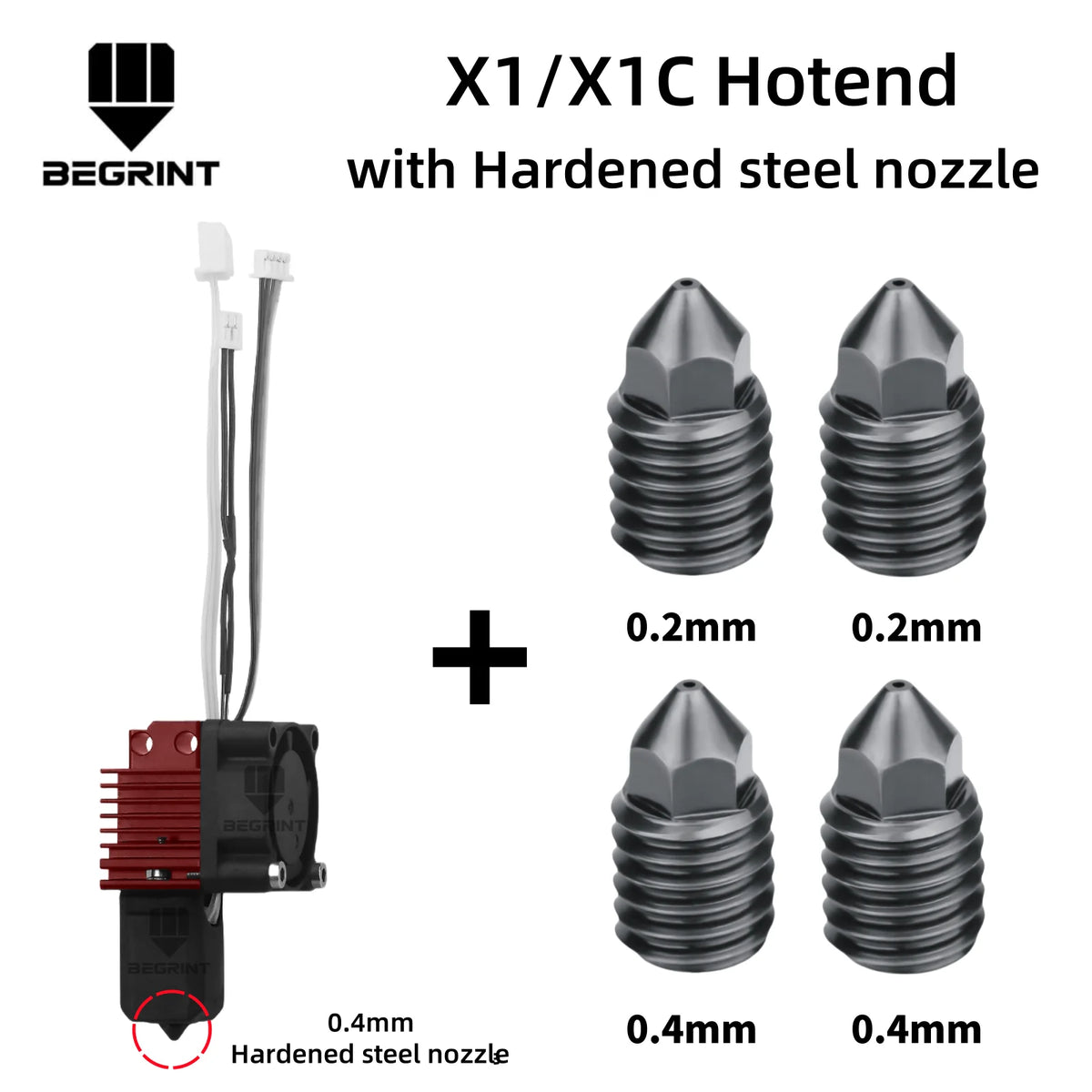 Complete Hotend Assembly Hotend For Bambu Lab X1 X1C P1P P1S with Fan Upgrade 2.0 with Nozzle Complete Bamboo Lab X1 Carbon
