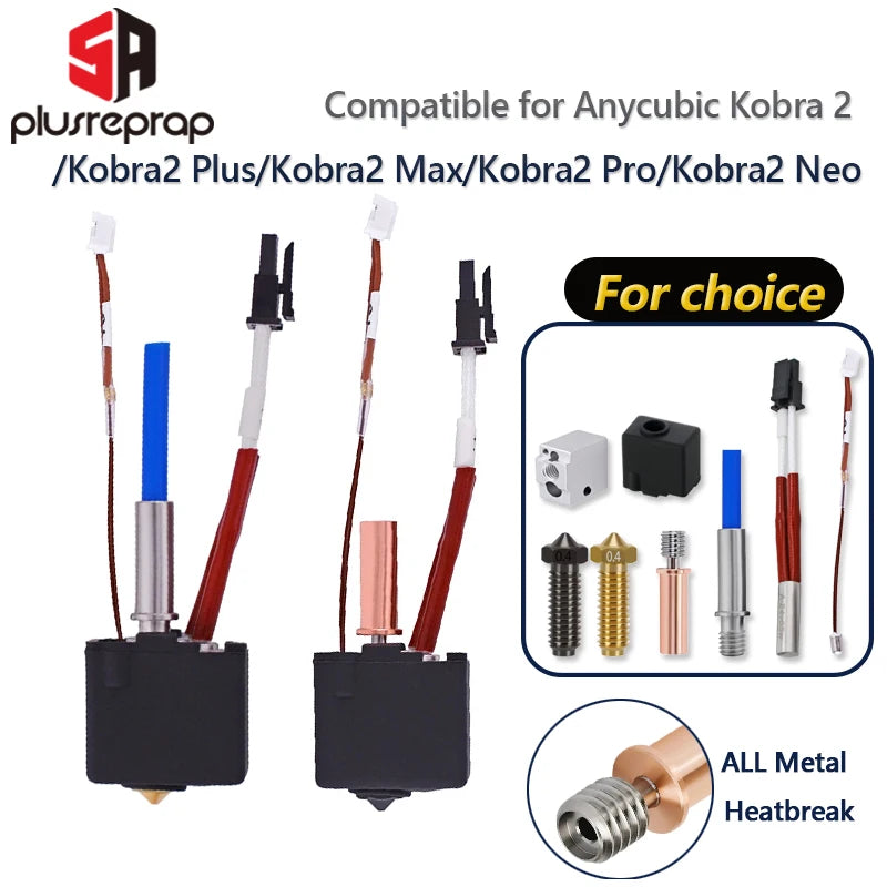 Hotend kit for Kobra 2 Max Pro Plus Neo Hardened Steel Nozzle Bimetal Heatbreak Heater Thermistor