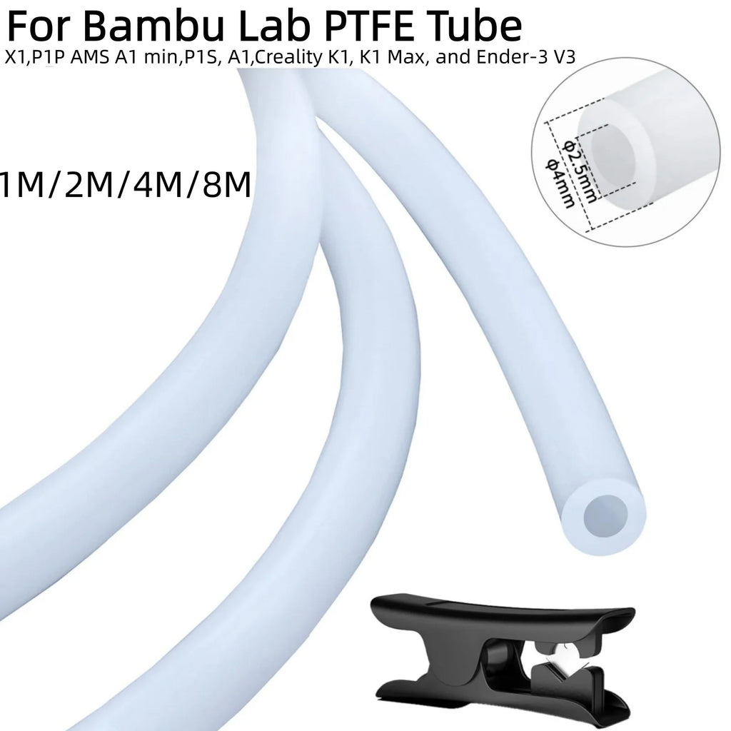 For Bambu Lab PTFE Tube for 1.75mm filament with Cutter for Extruder,2.5mm IDx4mm OD Length Tube for Bambu Lab A1/P1P/P1S/X1C