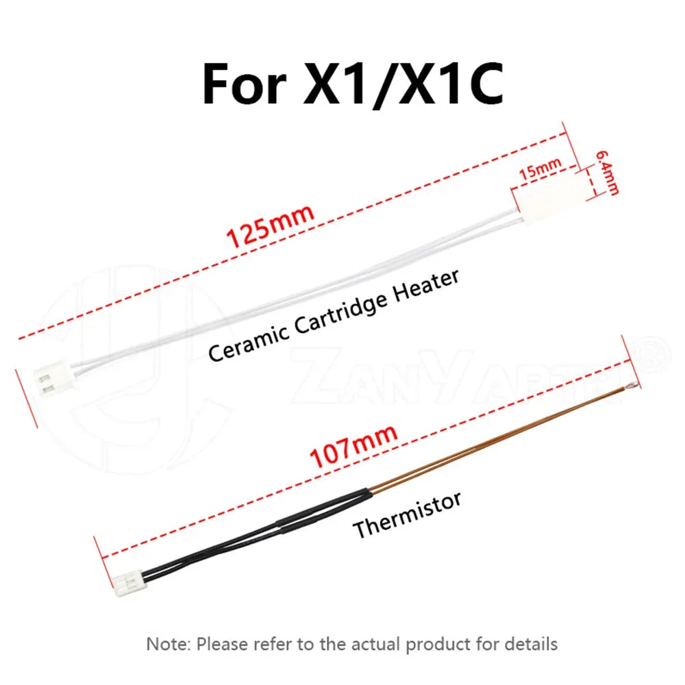 Bambu Lab P1P P1S X1C Hotend Accessory, 24V 65W Ceramic Heater with Thermistor Temperature Sensor