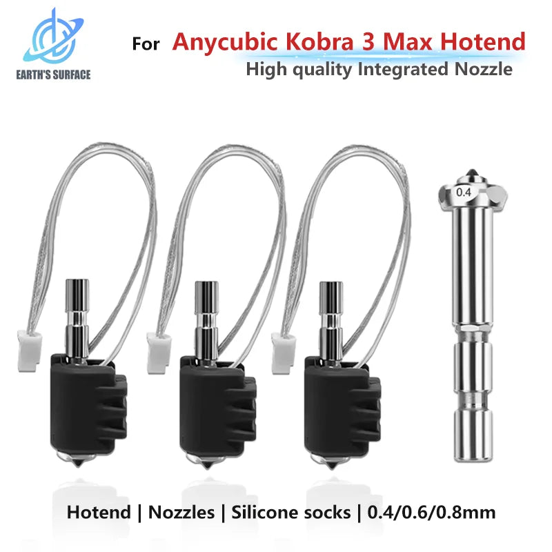 For Anycubic Kobra 3 Max Hotend 0.4/0.6/0.8mm Hot end Combo For Kobra 3 Max Upgraded Combo Quick-Swap Integrated Bimetal Nozzle