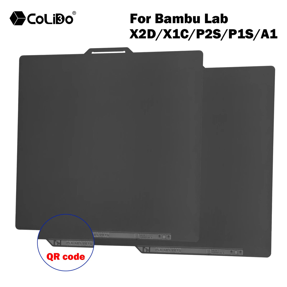 Smooth PEI Build Plate with QR Code for Bambu Lab P2S X2D X1 P1S A1 Hot Bed,Double Sided Printing for Bambu 3D Printer Platform