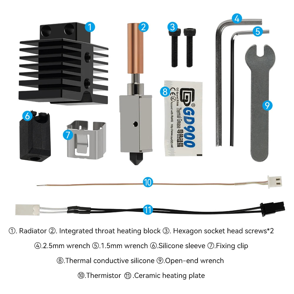 Upgraded Hotend Kit For Qidi X Plus 3 / X Max 3 / X Smart 3 / Q1 Pro Hot End Kit 24V 60W Kobra 2 Plus/2 Max/2 Neo/2 Pro