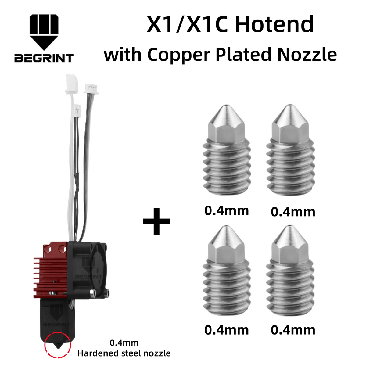 Complete Hotend Assembly Hotend For Bambu Lab X1 X1C P1P P1S with Fan Upgrade 2.0 with Nozzle Complete Bamboo Lab X1 Carbon