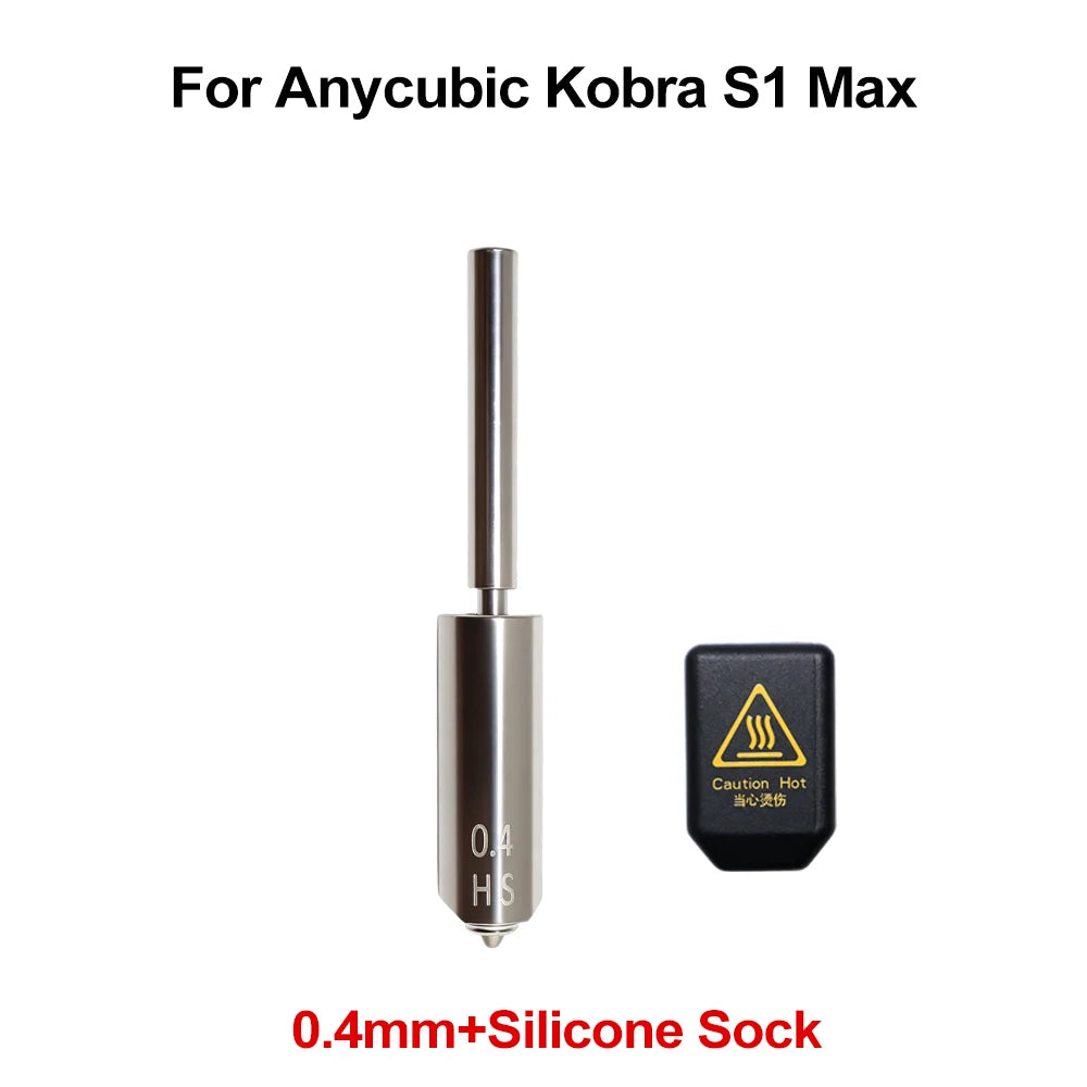 For Anycubic Kobra S1 Max Nozzle With Silicone Sock 0.25 0.4 0.6 0.8 Kobra S1 Max Combo Extruder Hot End 3d Printer Accessories