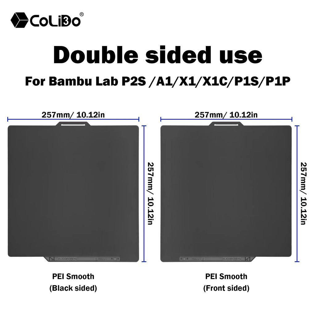Smooth PEI Build Plate with QR Code for Bambu Lab P2S X2D X1 P1S A1 Hot Bed,Double Sided Printing for Bambu 3D Printer Platform