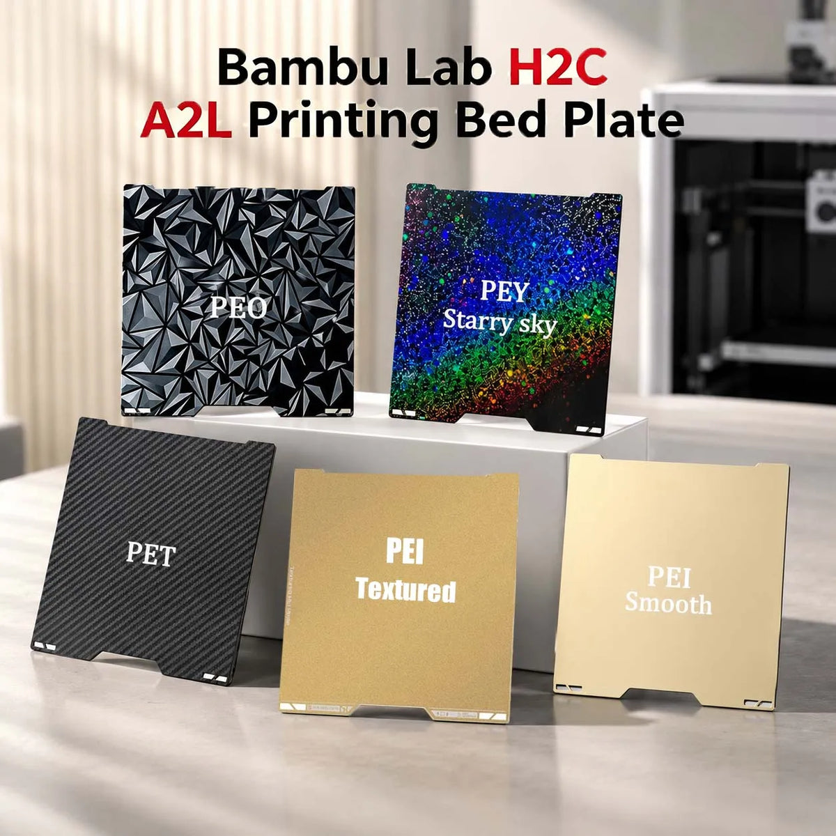 Bambu Lab H2C A2L 335*325mm Build Plate Dual Surface Smooth Textured Printing Bed Plate 3D Printer Replacement Accessories