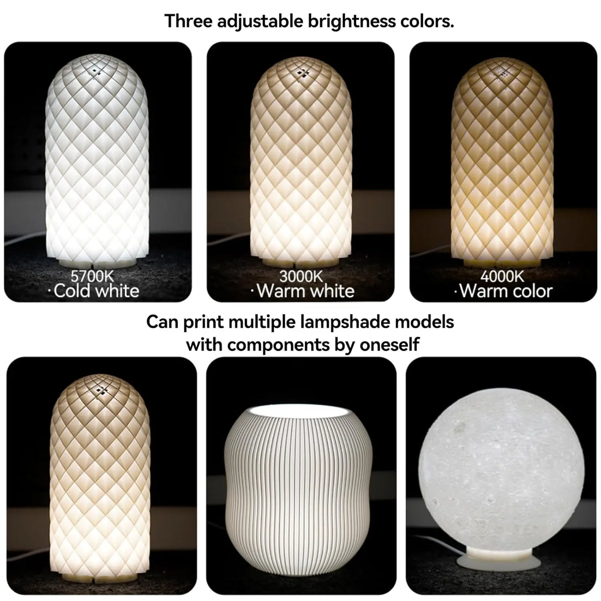 LED Lamp Kit 001 Three Colors for Bambu Lab Makerworld 3D Printed DIY Hardware Model Spare Parts 5V USB Powered