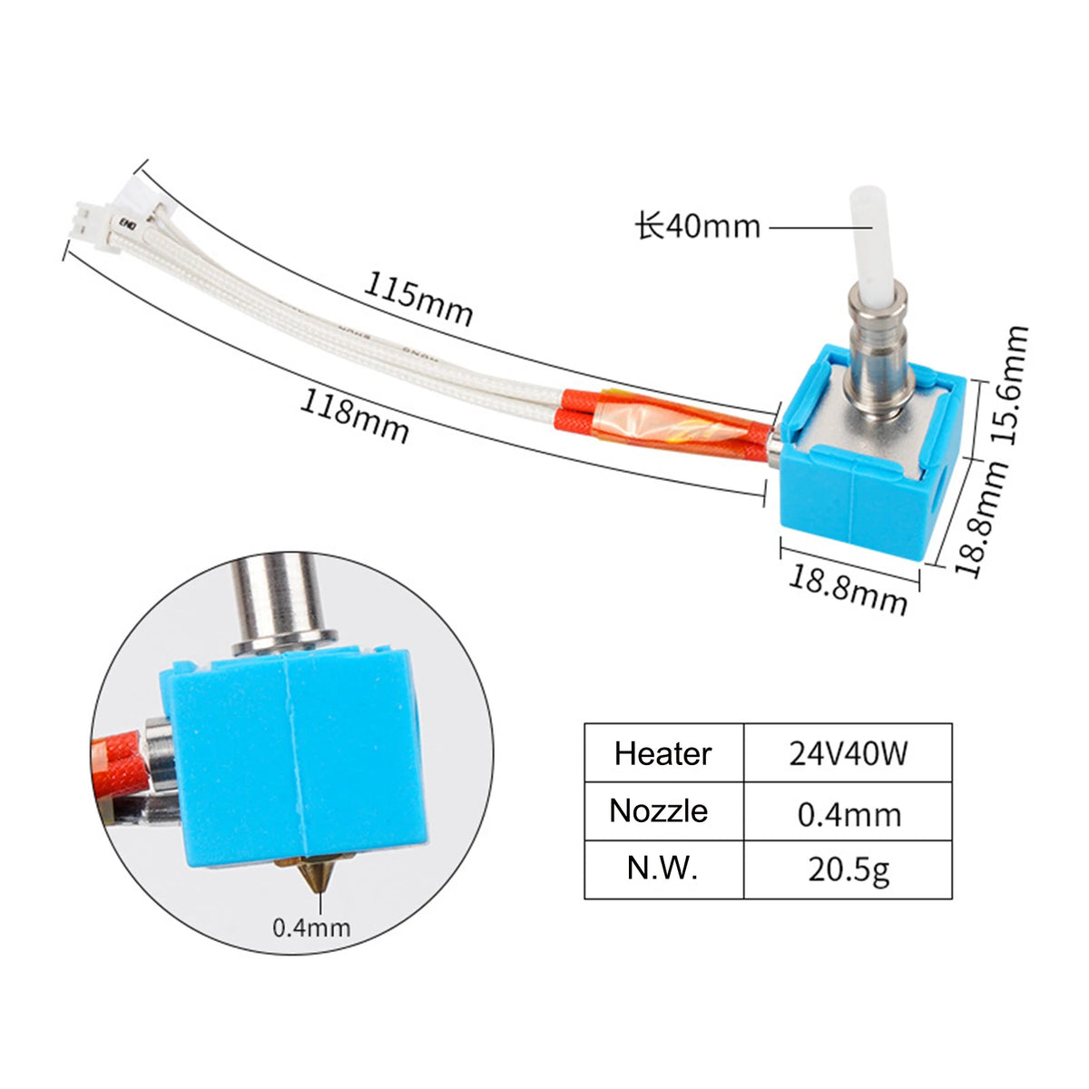 Kobra2 Hotend with Throat Nozzle Thermistor Heat Block Heating Rod Hot End for Anycubic Kobra 2 Plus Max Neo Pro 3D Printer Kits