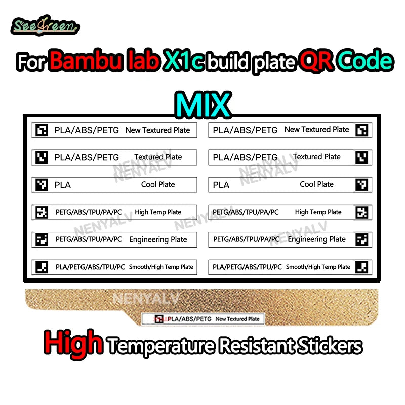 Bambu Lab Build Plate QR Code Replacement QR Code Sticker for Bambu Lab X1C Third Party Build Plates