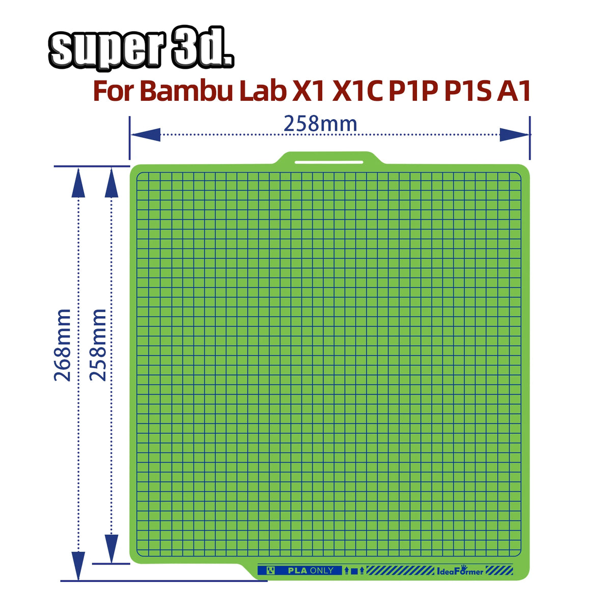 PLA Plate For Bambu Lab Build Plate Cool Plate P1P X1C A1 P1S Bambulab Cold Plate Dual Sided Super Adhesion Bamboo Heat Bed