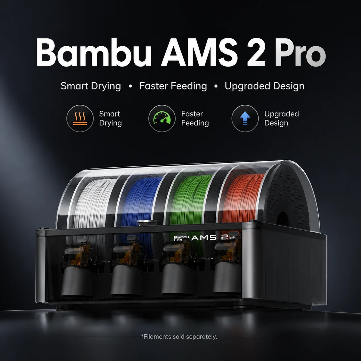 Bambu Lab AMS 2 Pro Automatic Material System Multi Color 3D Printer Filament Feeder Dryer Smart Filament Storage