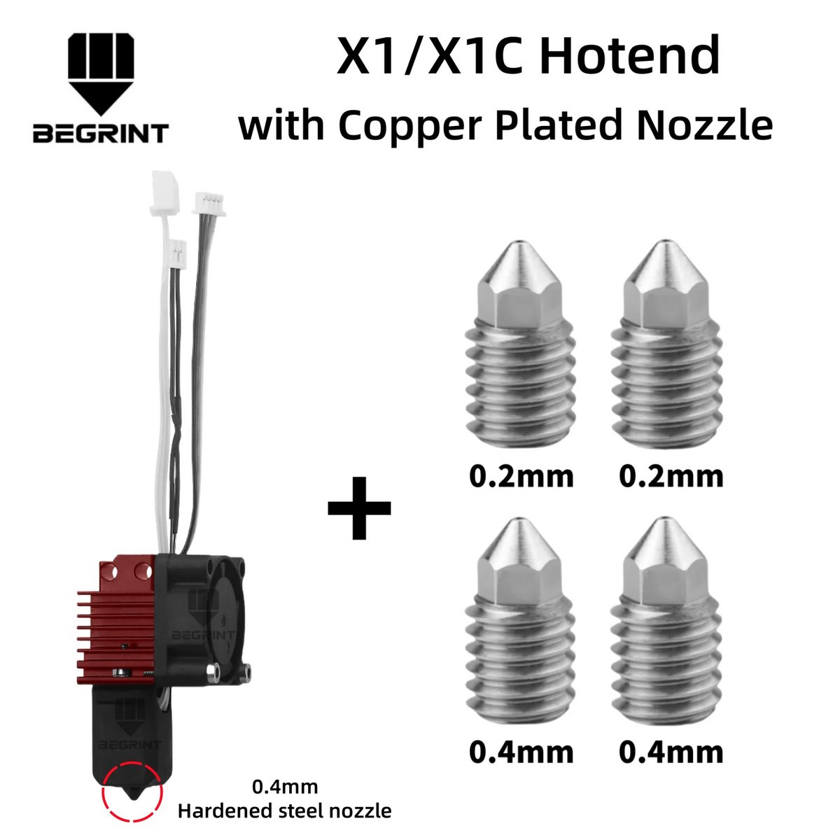 Complete Hotend Assembly Hotend For Bambu Lab X1 X1C P1P P1S with Fan Upgrade 2.0 with Nozzle Complete Bamboo Lab X1 Carbon