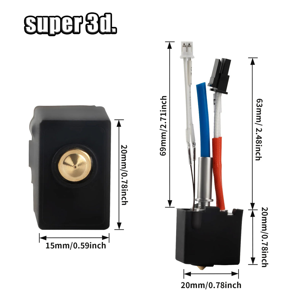 For Anycubic Kobra 2 Hotend 60W 24V Heating Tube Thermistor NTC100K For Kobra 2 Plus/2 Max/2 Neo/2Pro 3D Printer Parts Extruder