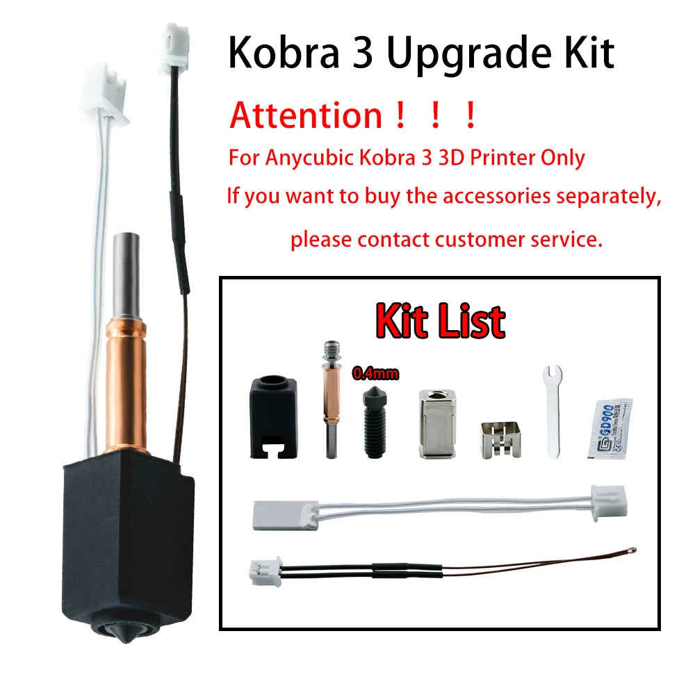 For Anycubic Kobra 2/Kobra 3 Hotend Anycubic Kobra 2 Max Hotend Upgrade High Speed 24V 60w Ceramic Heater Thermistor Kobra 2 Pro