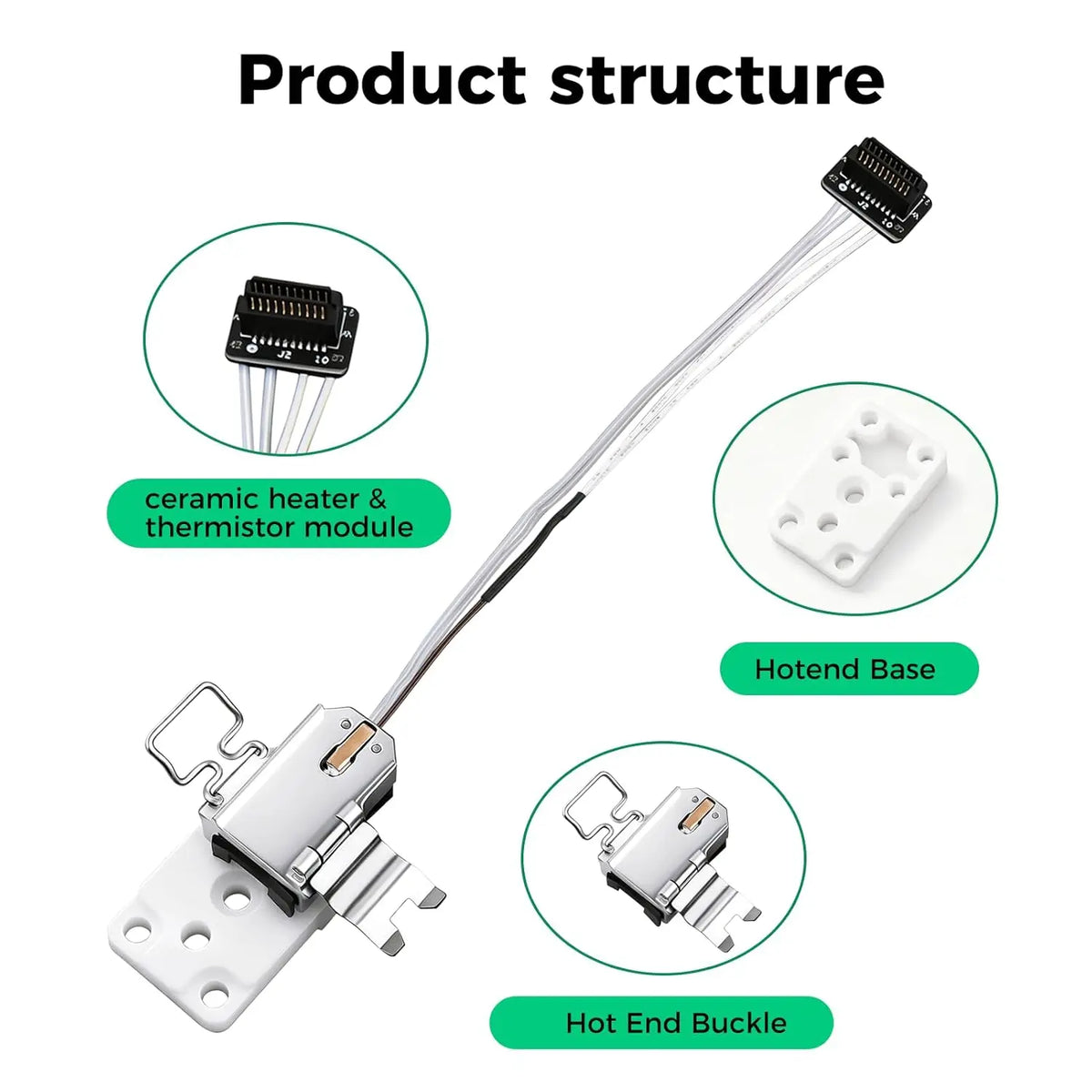 Upgraded Hotend Heating Assembly for Bambu Lab A1/A1mini Ceramic Zirconia Insulation Base, High-Temperature Resistant Bambulab