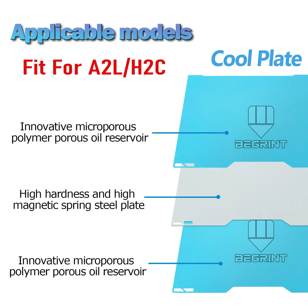 For Bambu Lab A2L H2C Bed Double Sided Bambulab Smooth Build Plate Hiqh Quality For Bambu Lab H2C Accessories Spare Part