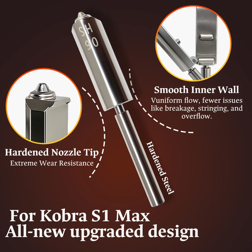 For Anycubic Kobra S1 Max Nozzle With Silicone Sock 0.25 0.4 0.6 0.8 Kobra S1 Max Combo Extruder Hot End 3d Printer Accessories