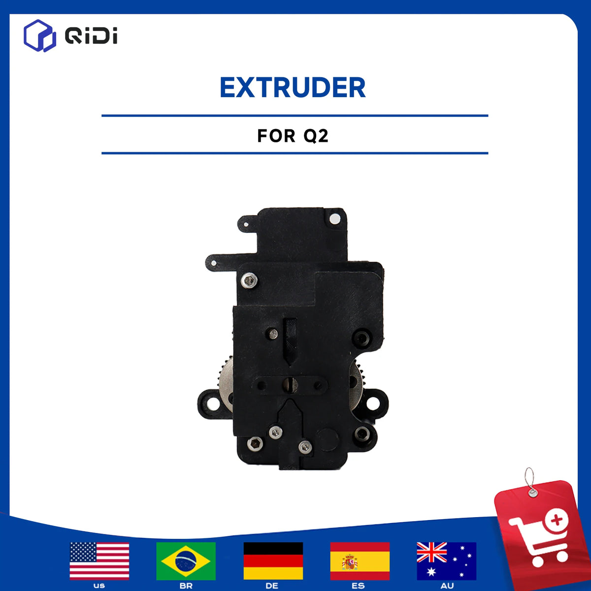 Original QIDI Q2 Extruder | Hardened Steel Dual Gear Extruder Assembly for Q2 Combo 3D Printer