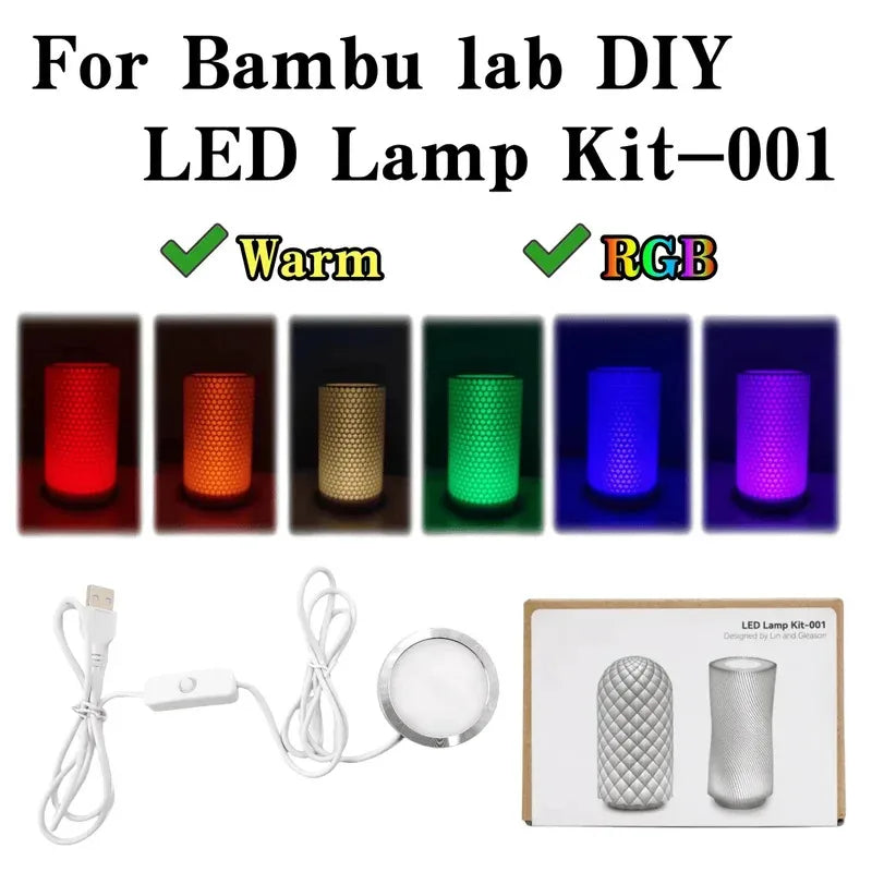Bambu Lab LED Lamp Kit 001 DIY Hardware Bamboo Light Parts Warm/Multi-Color without Shell for Creative DIY Projects