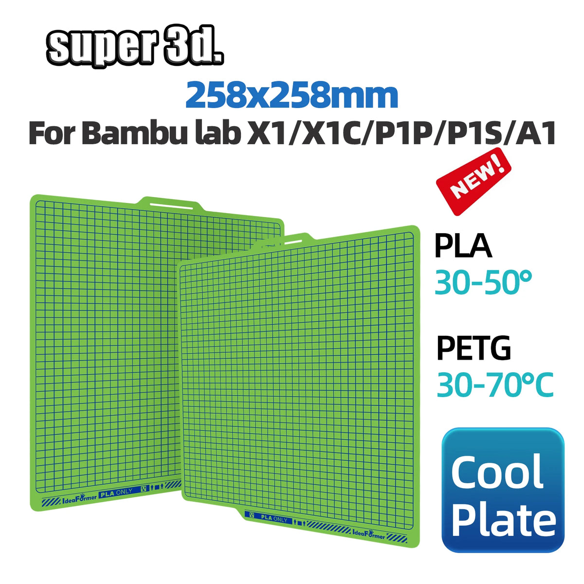 PLA Plate For Bambu Lab Build Plate Cool Plate P1P X1C A1 P1S Bambulab Cold Plate Dual Sided Super Adhesion Bamboo Heat Bed