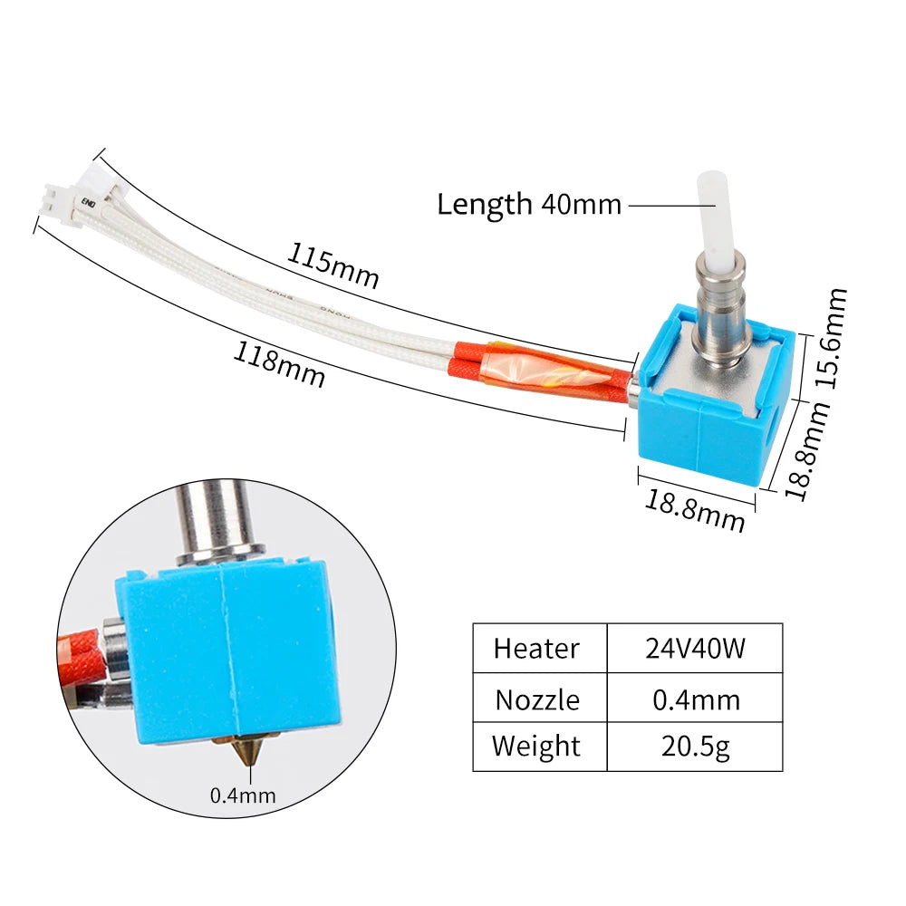 Kobra Hotend Print Head Hot End 24V 40W Cartridge Heater For ANYCUBIC Kobra Go Kobra Plus Max J-head Hotend 3D Printer Parts