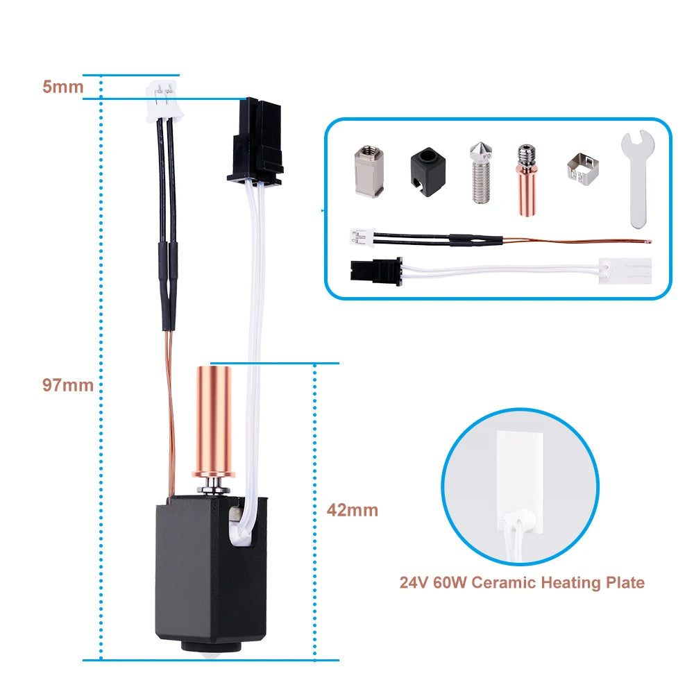 Hotend Kit for Anycubic Kobra 2 Kobra 2 Series Neo Pro/Plus/Max Hot End Kit 24V 60W NTC 100K Kobra 2 Plus/2 Max/2 Neo/2 Pro