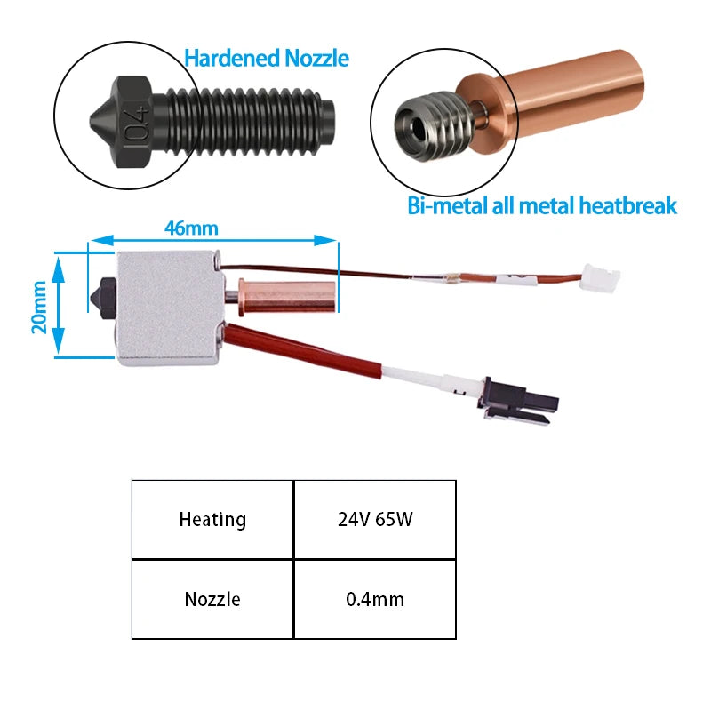 Hotend kit for Kobra 2 Max Pro Plus Neo Hardened Steel Nozzle Bimetal Heatbreak Heater Thermistor