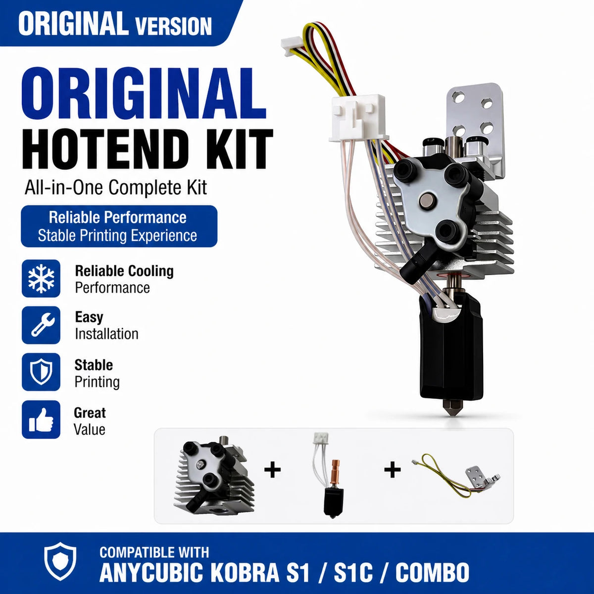 Quick Release Hotend Radiator Kit Anycubic Kobra S1/S1C/Combo, 0.2-0.8mm Interchangeable Hot End 3D Printer Extruder Parts