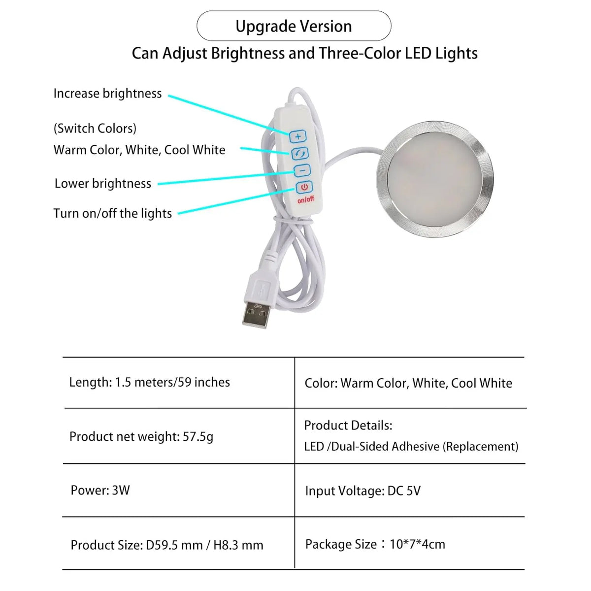 LED Lamp Kit 001 Three Colors for Bambu Lab Makerworld 3D Printed DIY Hardware Model Spare Parts 5V USB Powered
