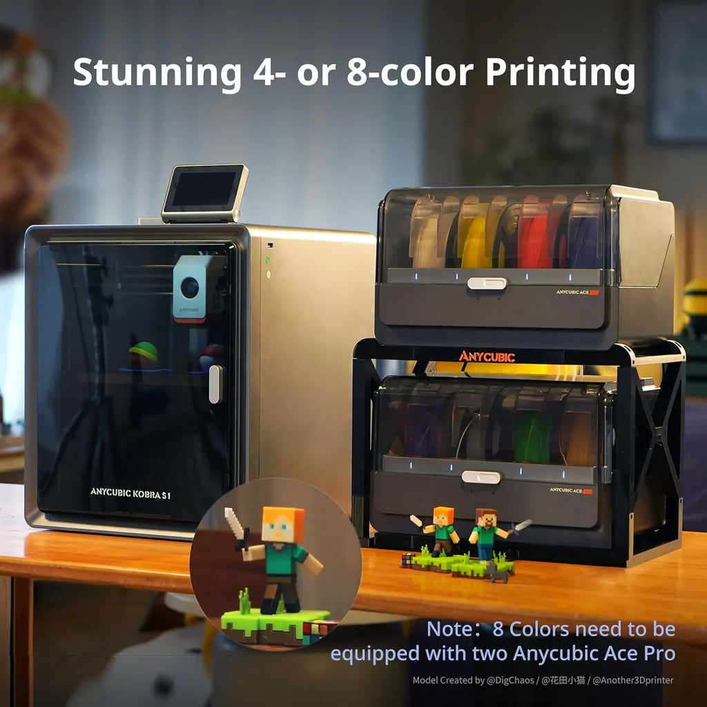 Anycubic Kobra S1 Combo 3D Printer Multi-Color Printer High Speed Max 600mm/s High Precision Ultra-Quiet Printing 250x250x250mm