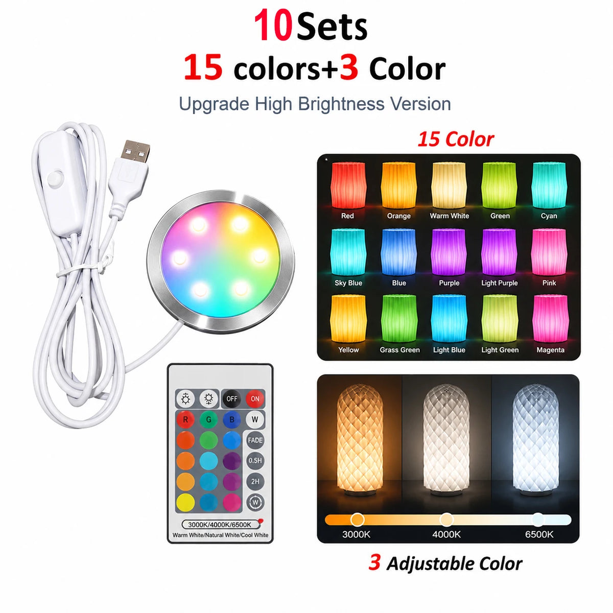 Upgraded High Brightness For Bambu Lab LED Lamp Kit 001 White/Cold/Warm White RGBW 3-in-1 Dual Light Bambu Lab Led Kit 001