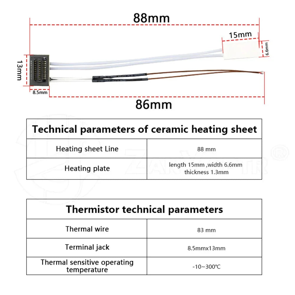 Bambu Lab P1P P1S X1C Hotend Accessory, 24V 65W Ceramic Heater with Thermistor Temperature Sensor