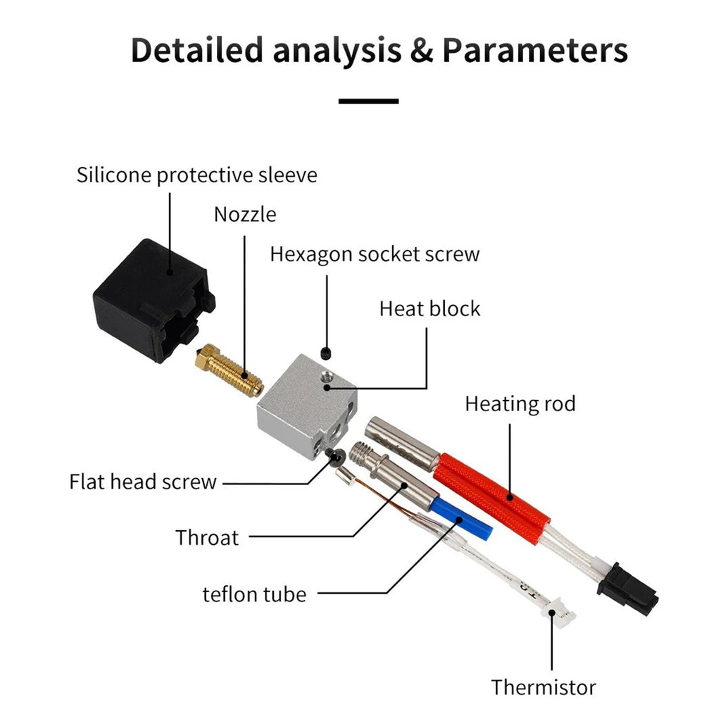 Kobra2 Hotend with Throat Nozzle Thermistor Heat Block Heating Rod Hot End for Anycubic Kobra 2 Plus Max Neo Pro 3D Printer Kits