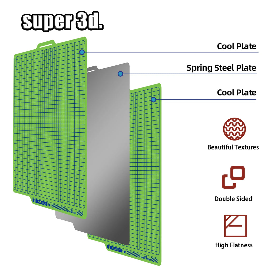 PLA Plate For Bambu Lab Build Plate Cool Plate P1P X1C A1 P1S Bambulab Cold Plate Dual Sided Super Adhesion Bamboo Heat Bed