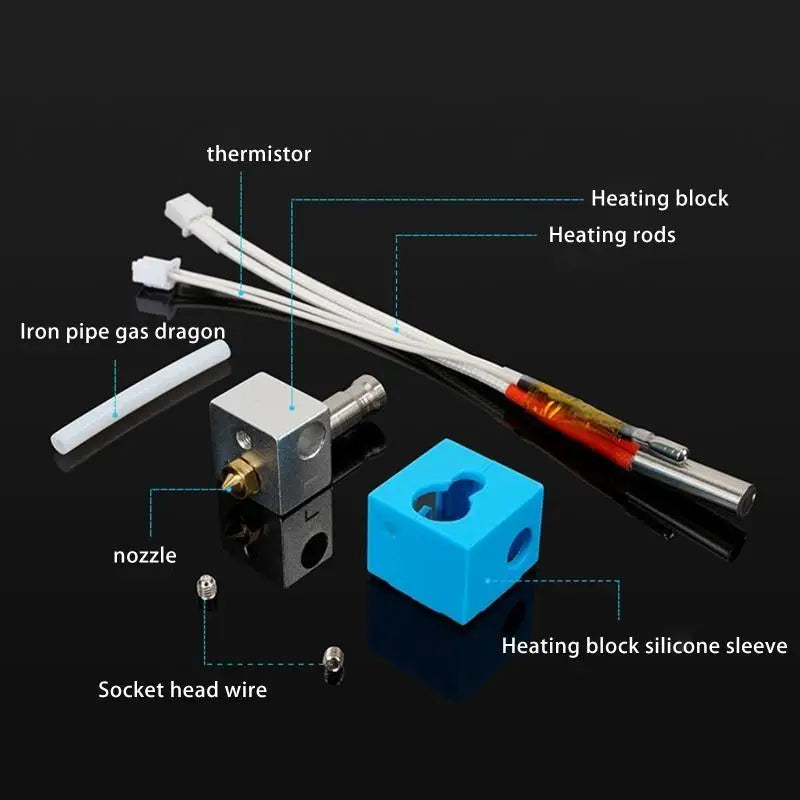 Y1UB 3D Printer Hot End Brass 0.4mm Extruder Nozzle Tubing Heater Block for Anycubic
