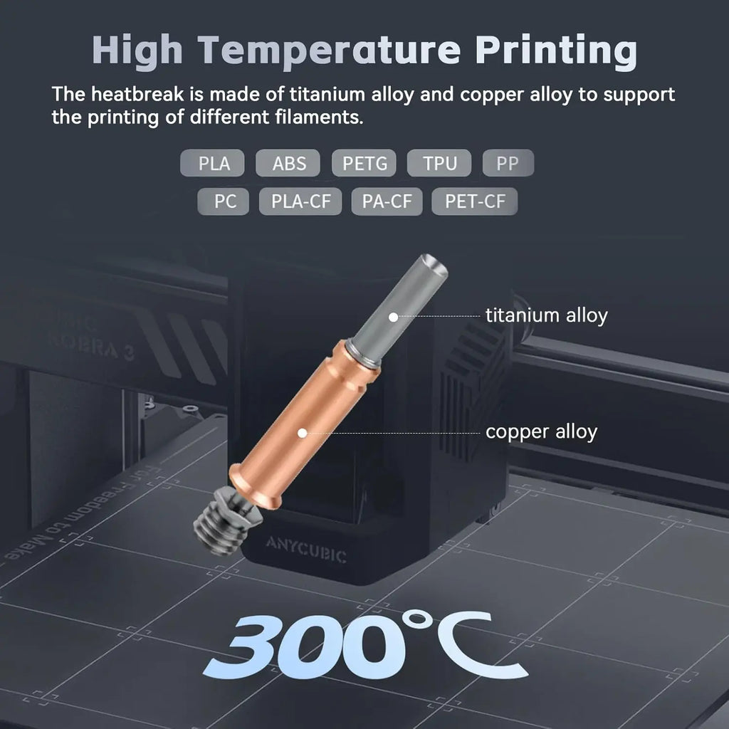 Anycubic Kobra 3/Kobra 3 V2 Combo Hotend with 0.4mm Brass Nozzle, Heater Cartridge Thermistor ,Support High Temperature