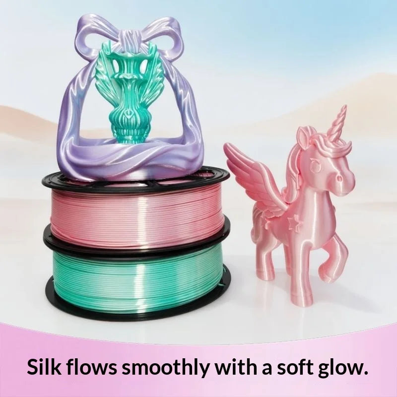 PLA Silk Filament 1.75mm 1kg Half Sugar Color for Bambu Lab Creality 3D Printer Materials Refill Spool Consumables
