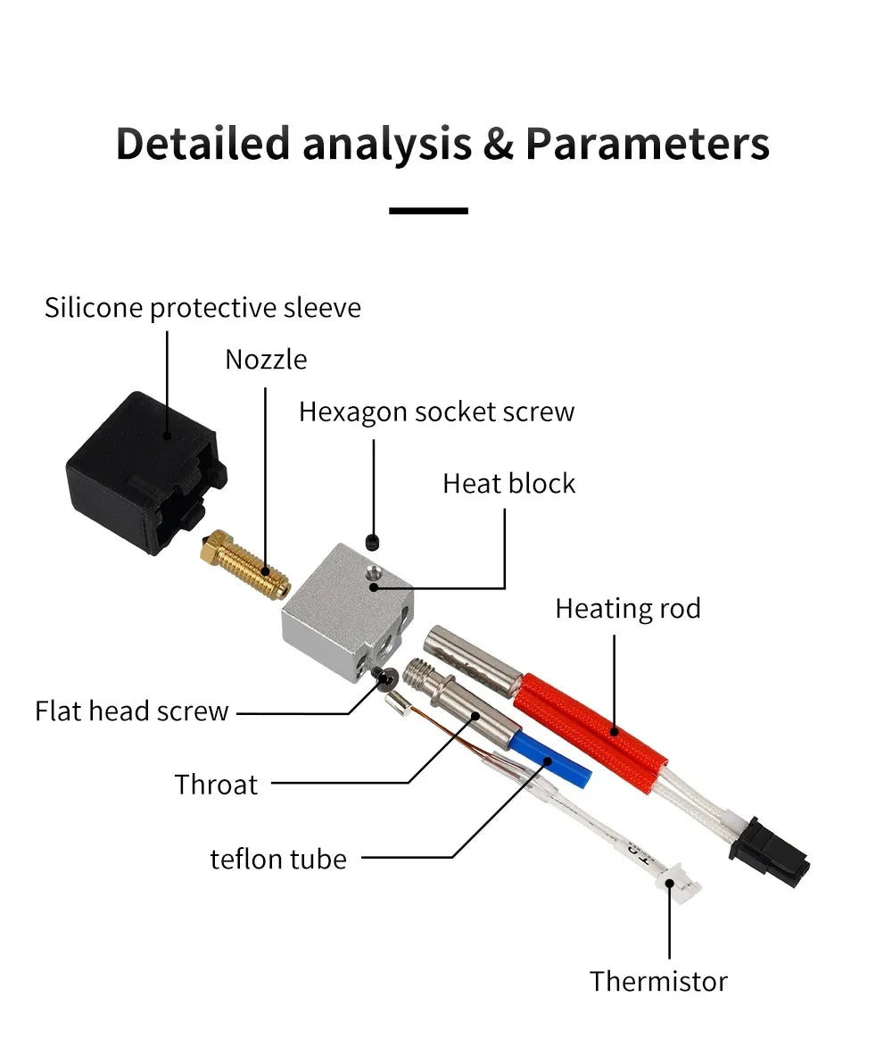 For Anycubic Kobra 2 Hotend Kit Thermistor Heater Cartridge Print Hot end For Kobra2/ Kobra 2 Plus/ Kobra 2 Pro/ Kobra 2 Neo