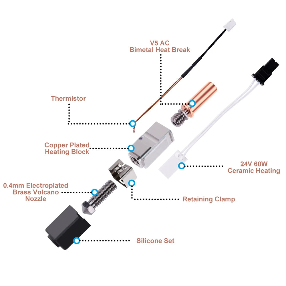 Hotend Kit for Anycubic Kobra 2 Kobra 2 Series Neo Pro/Plus/Max Hot End Kit 24V 60W NTC 100K Kobra 2 Plus/2 Max/2 Neo/2 Pro