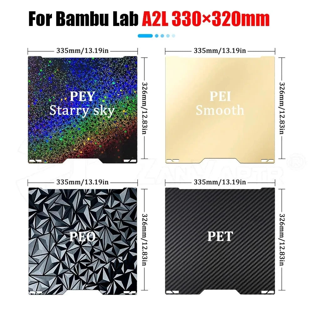 Bambu Lab H2C A2L 335*325mm Build Plate Dual Surface Smooth Textured Printing Bed Plate 3D Printer Replacement Accessories