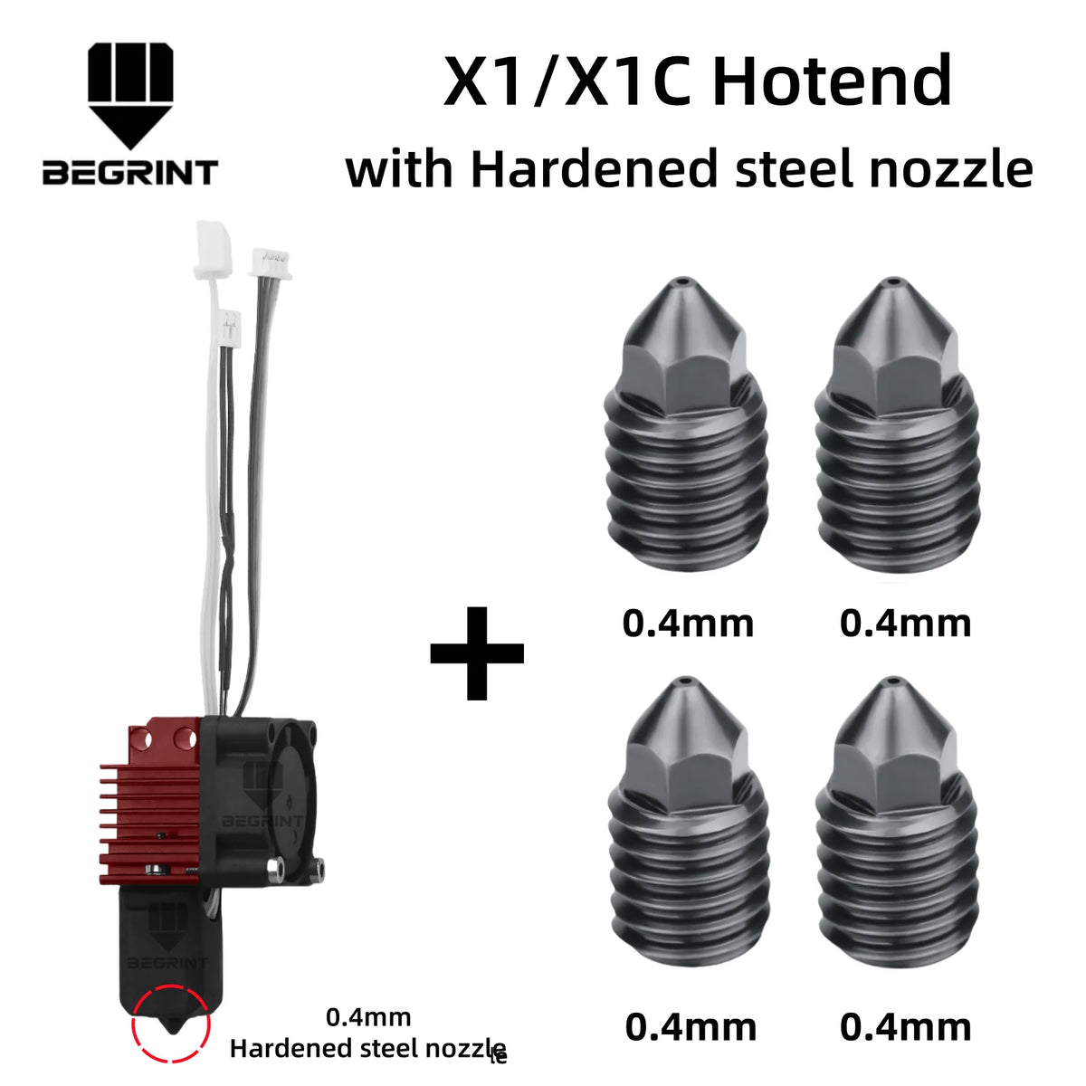 Complete Hotend Assembly Hotend For Bambu Lab X1 X1C P1P P1S with Fan Upgrade 2.0 with Nozzle Complete Bamboo Lab X1 Carbon