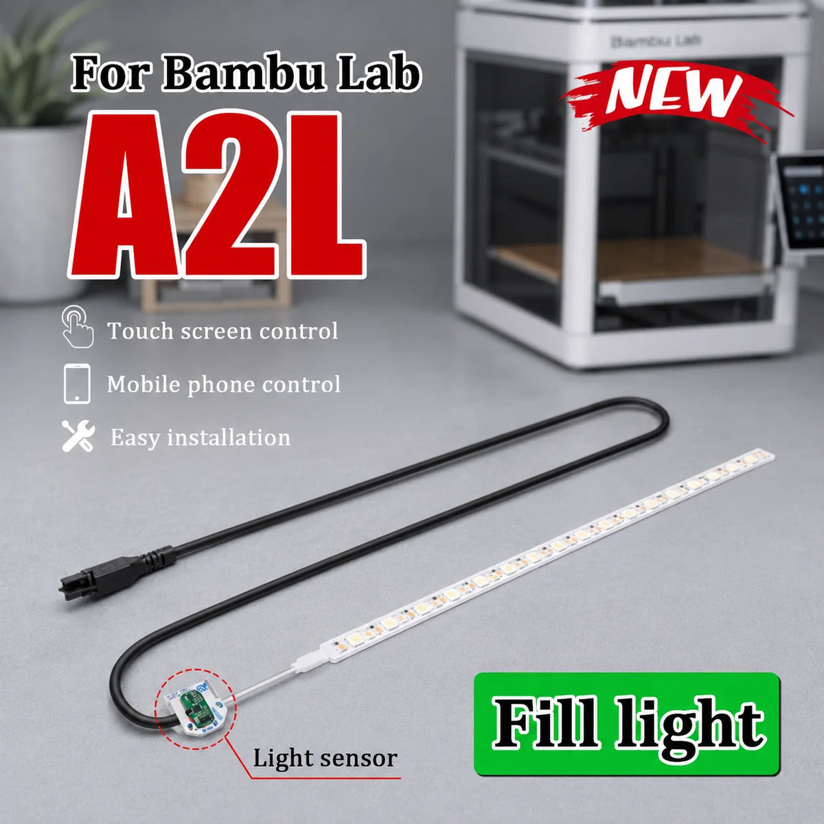 Bambu Lab A2L 3D Printer Dimmable LED Fill Light Printing Auxiliary Observation Lamp