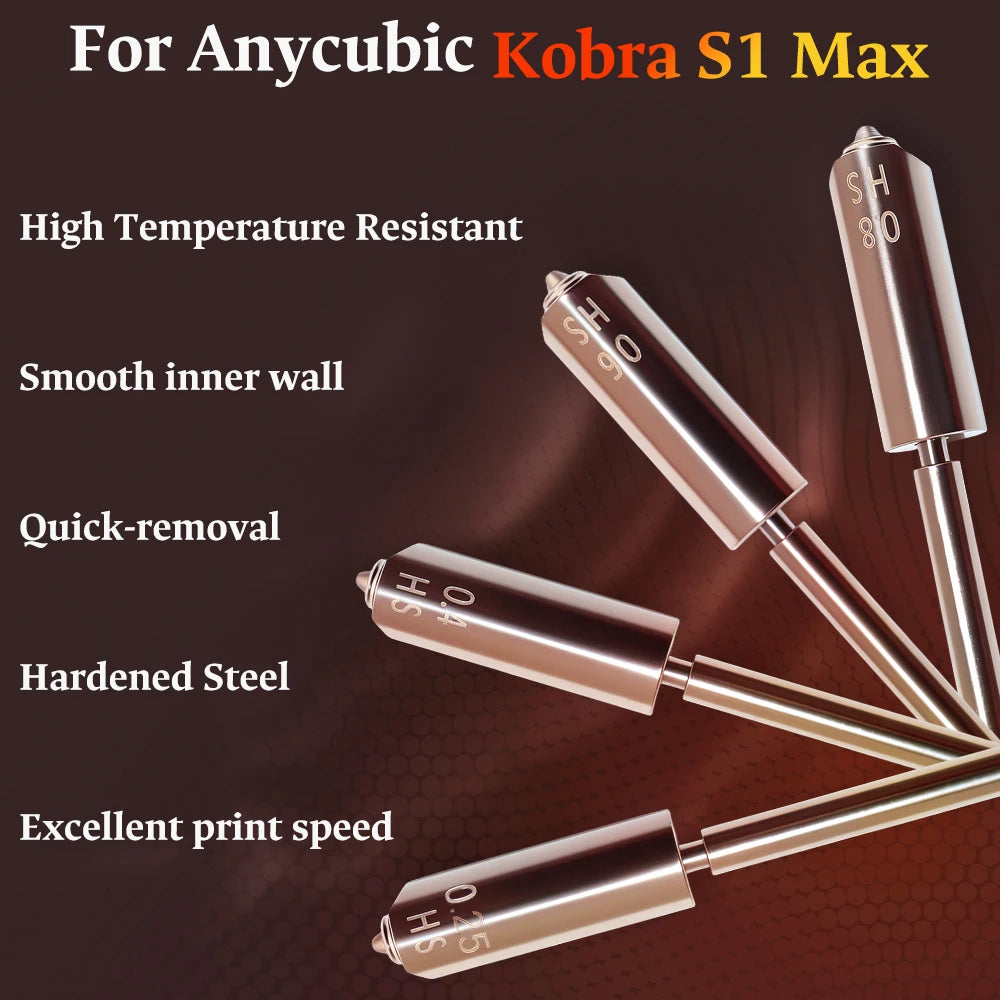 For Anycubic Kobra S1 Max Nozzle With Silicone Sock 0.25 0.4 0.6 0.8 Kobra S1 Max Combo Extruder Hot End 3d Printer Accessories