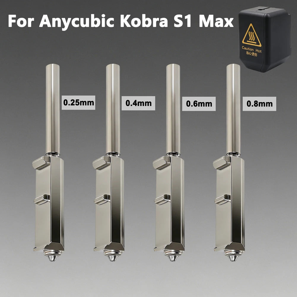 For Anycubic Kobra S1 Max Nozzle With Silicone Sock 0.25 0.4 0.6 0.8 Kobra S1 Max Combo Extruder Hot End 3d Printer Accessories