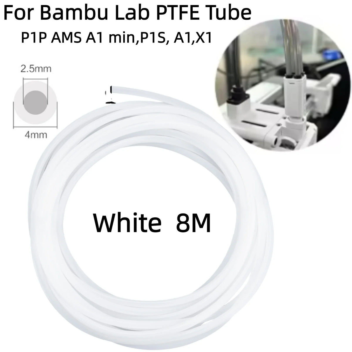 For Bambu Lab PTFE Tube for 1.75mm filament with Cutter for Extruder,2.5mm IDx4mm OD Length Tube for Bambu Lab A1/P1P/P1S/X1C